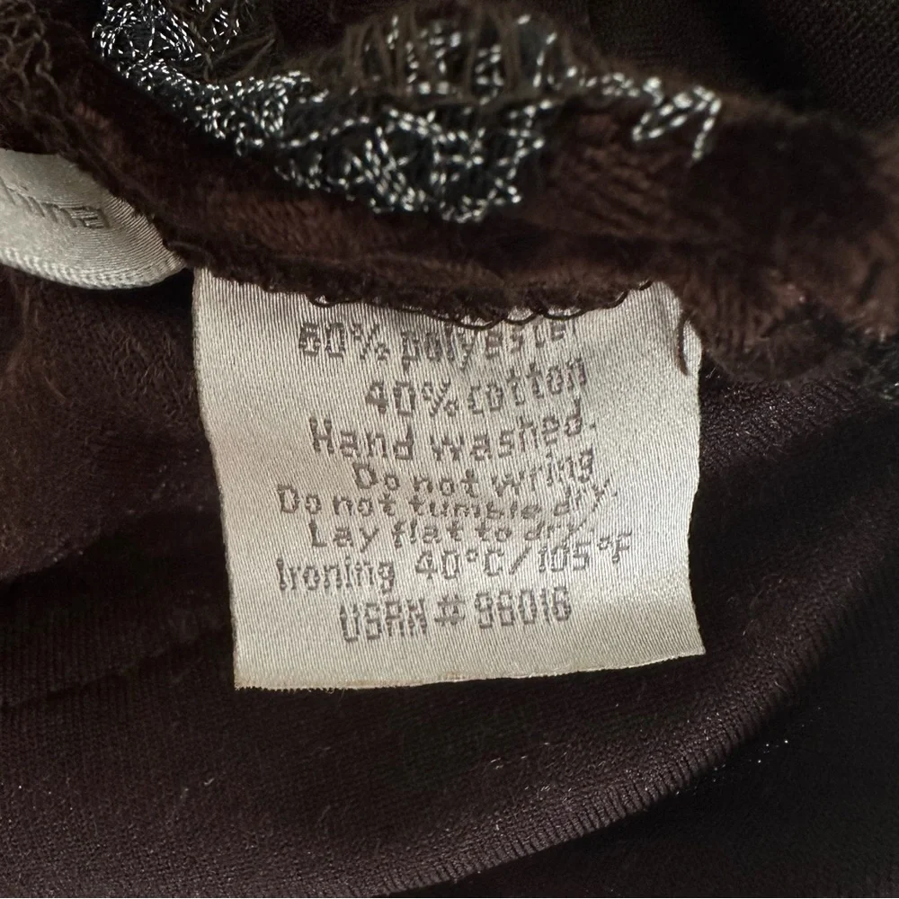 Brown Velvet Black Lace Embellished Beaded Fairycore Top Vintage Y2K - Picture 8 of 8